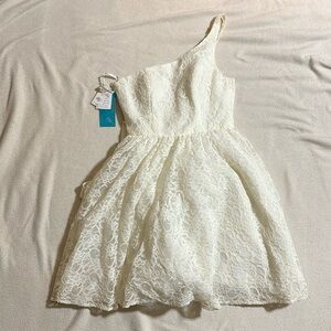 Ivory One shoulder Lace Dress